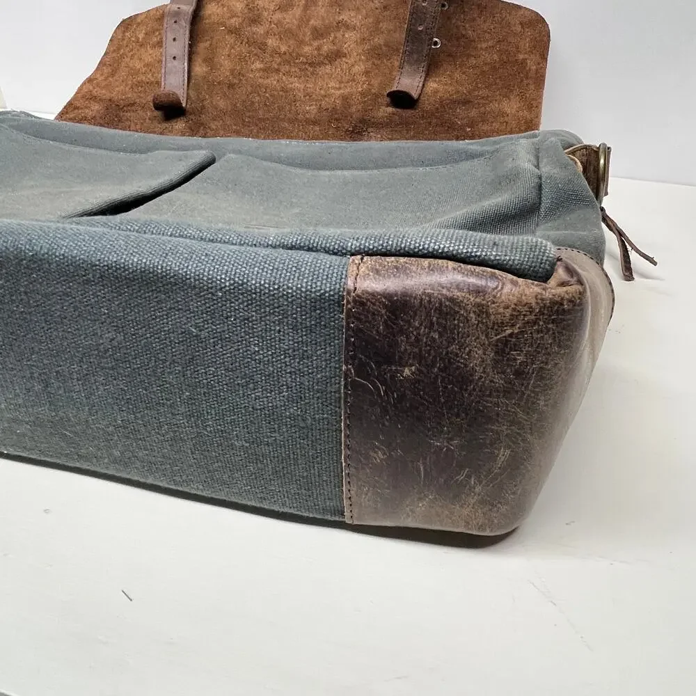 Devil Hunter Vintage Style Messenger Bag Briefcase Canvas and Leather